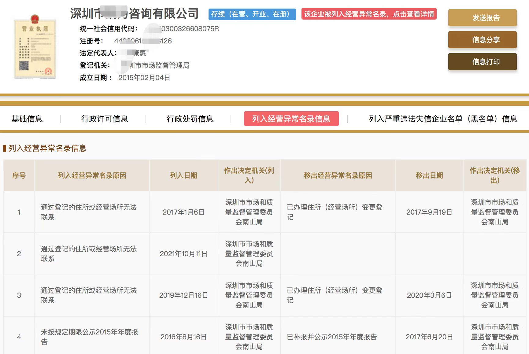 辽宁企业经营异常记录消除